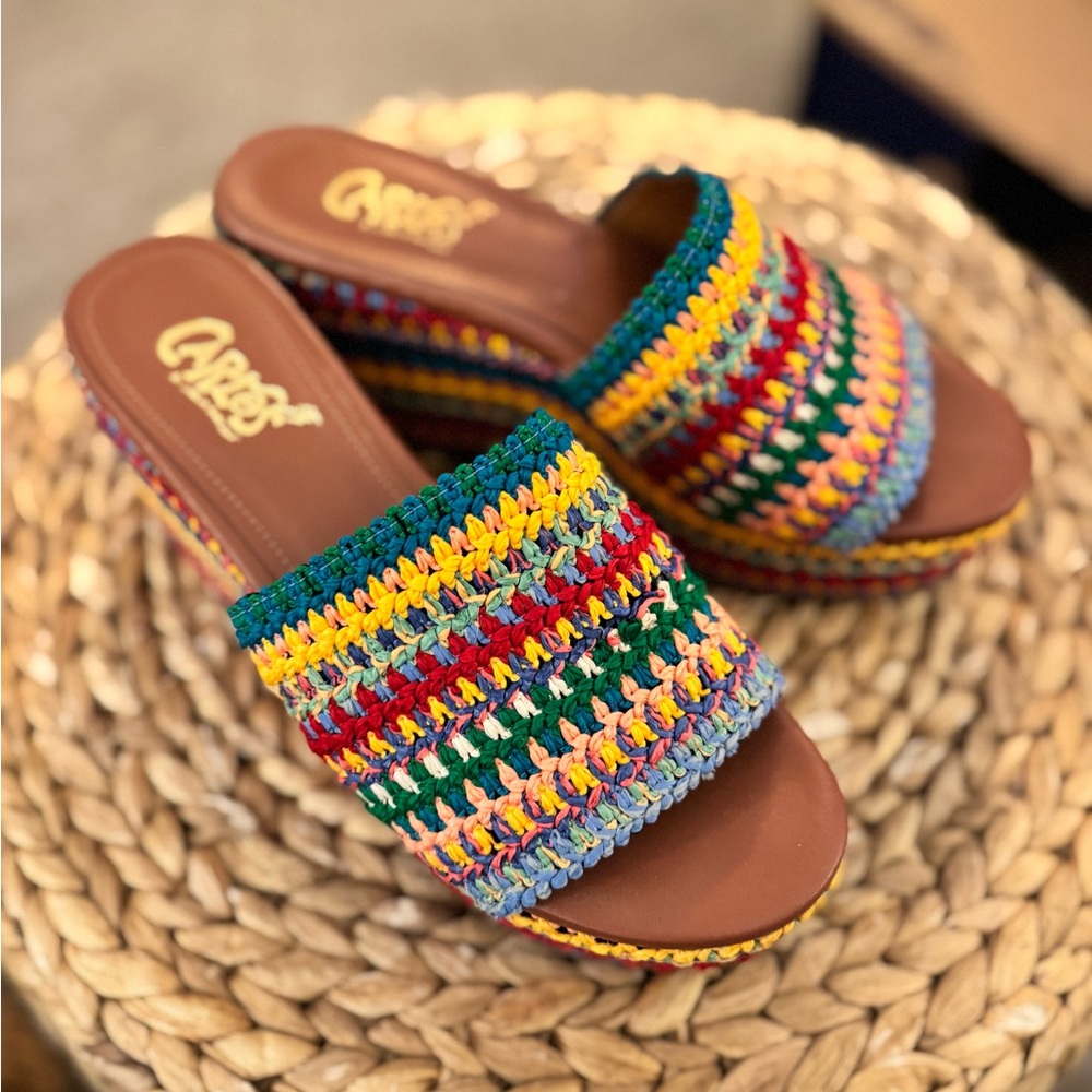 Colorful Crochet Slip-On Sandals